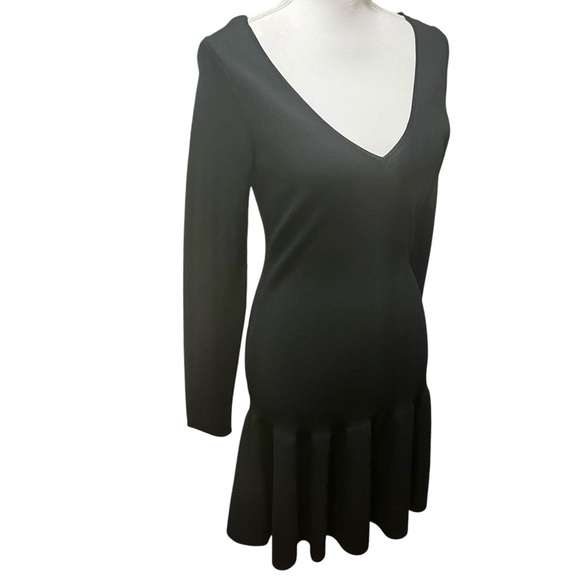 J.Crew Black Ruffle Hem Sweater Dress Long Sleeve Modern Minimalist Size M NWT - Picture 14 of 15